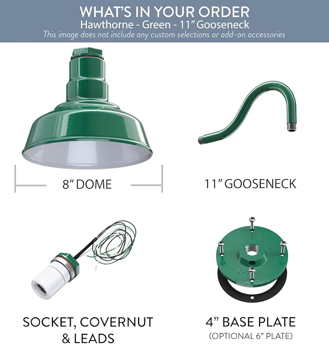 Steel Lighting Co. Hawthorne Barn Light | Outdoor Wall Mounted | 8 inch Dome |