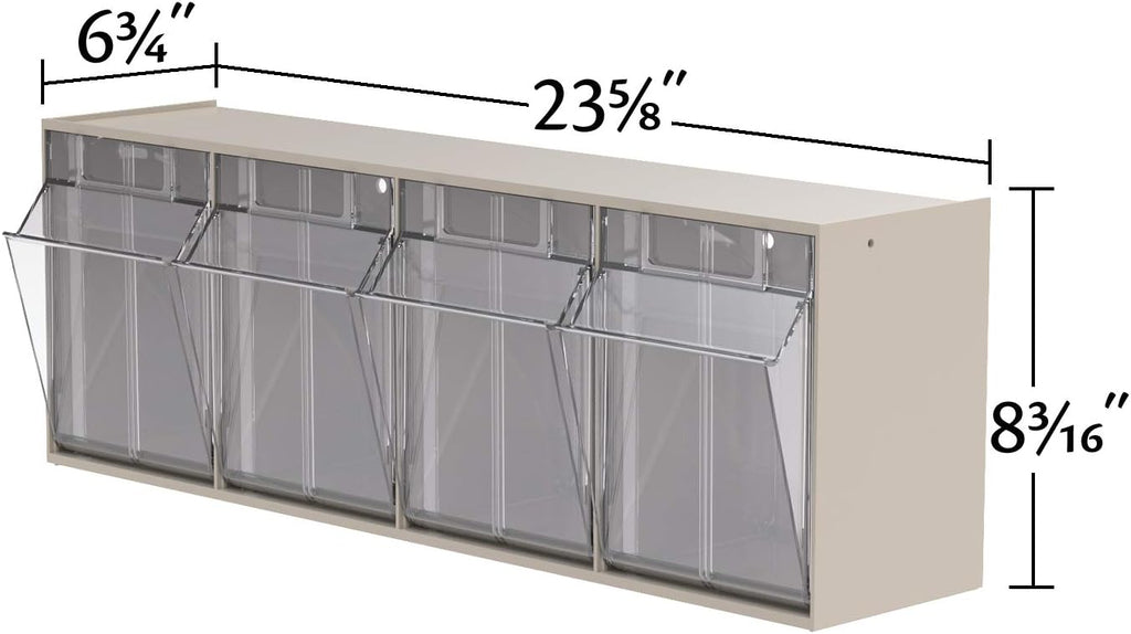 akro-mils tiltview plastic storage cabinet with 4 tilt, side view