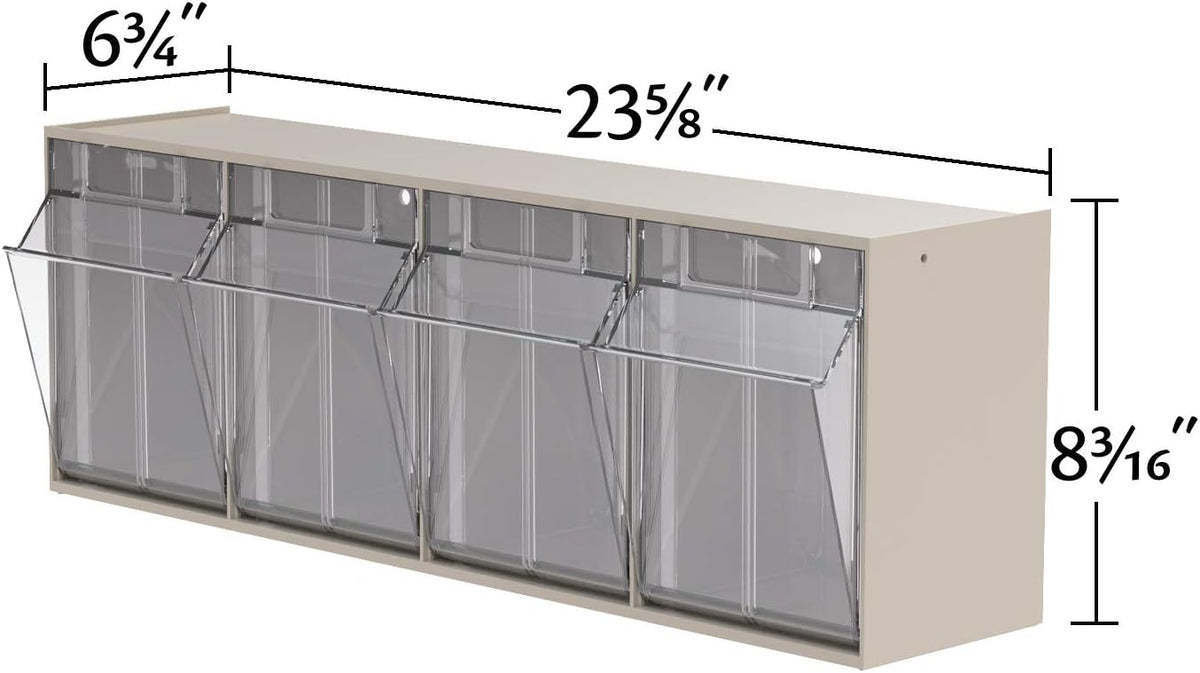 akro-mils tiltview plastic storage cabinet with 4 tilt, side view