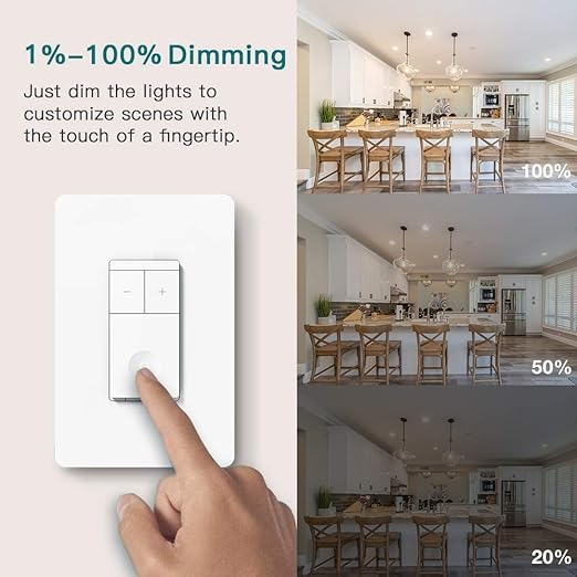 TREATLIFE 3 Way Smart Dimmer Switch 2 Pack, 2 Master Dimmer Switch Compatible
