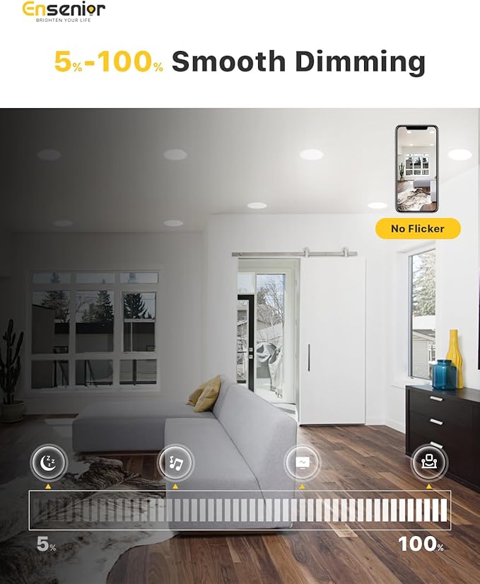Ensenior 12 Pack 4 Inch LED Recessed Ceiling Light, 5000K Daylight, 750LM 9W