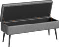 IDEALHOUSE Storage Ottoman Bench, Ottoman Foot Rest, Mid-Century Modern, Stitching and Synthetic Leather, Dual Safety Hinges, 670 LBS Load, End of Bed Bench for Bedroom, Living Room, Entryway, Grey