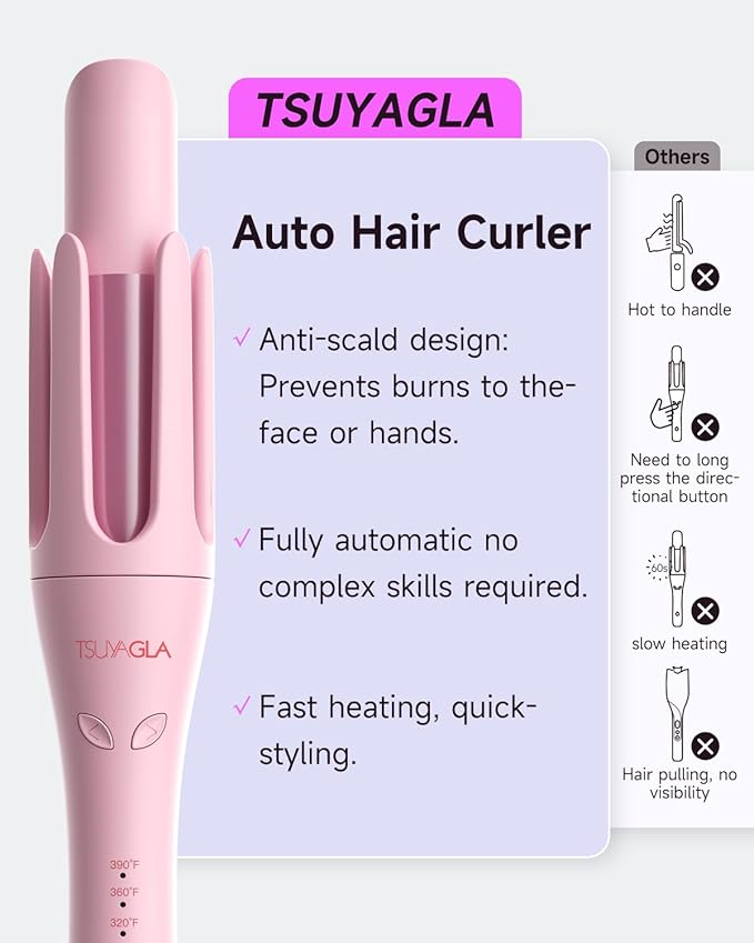 TSUYAGLA Automatic Curling Iron, 1 1/4 Hair Curler
