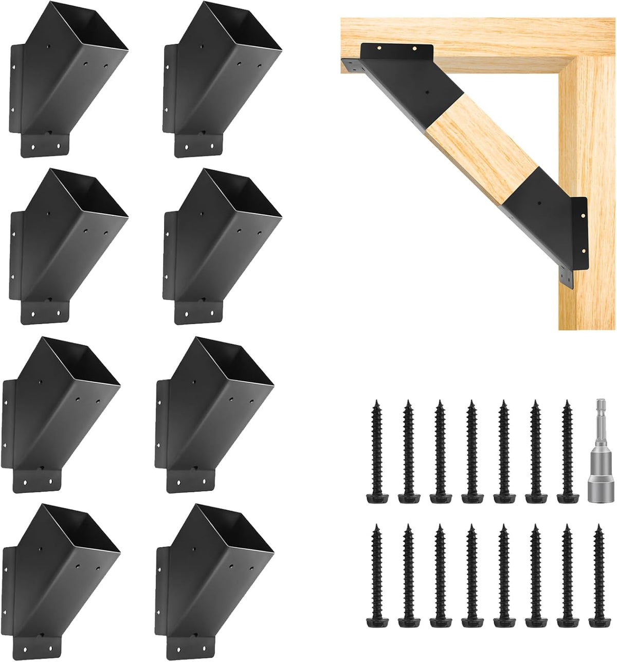 8 Pcs Pergola Angle Support Bracket,Reinforced 45-Degree Angle Bracket