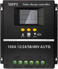 Saooer 100A MPPT Solar Charge Controller, 12/24/36/48V, LCD Display, Dual USB