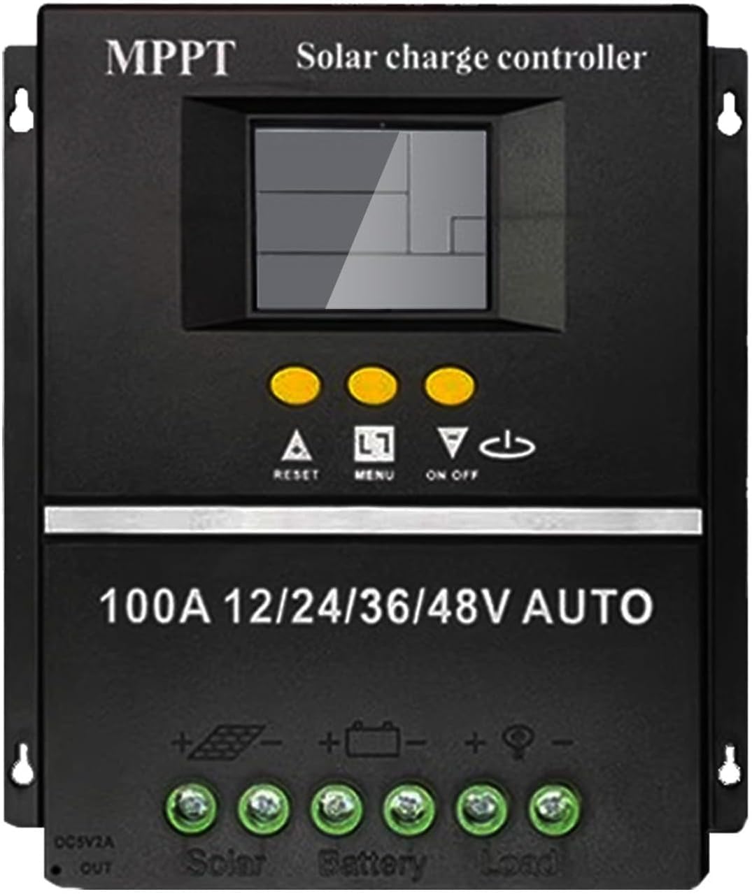 Saooer 100A MPPT Solar Charge Controller, 12/24/36/48V, LCD Display, Dual USB