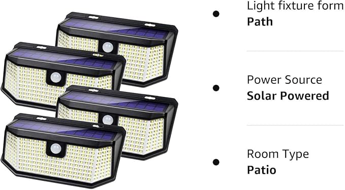 Aootek Solar Outdoor Motion Sensor Lights 2500Lm Solar Panel to 15.3 in² and 3 (4pack)