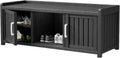 Storage Bench - Waterproof Resin Shoe Bench with Adjustable Shelves - Indoor & Outdoor Use, 2 Doors Entryway Bench with Hidden Storage Space - Storage Cabinet for Bedroom, Hallway, Black