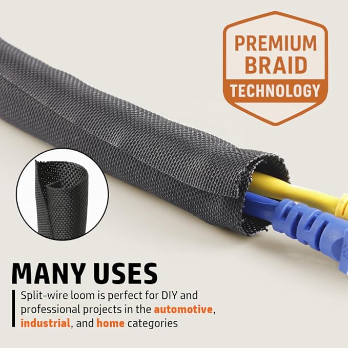 MGI SpeedWare Woven Mesh Split-Sleeve Wire Loom