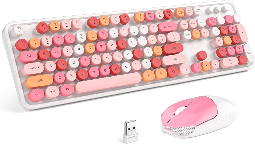 MOFII Wireless Keyboard and Mouse Combo, 2.4GHz Retro Full-Size Wireless