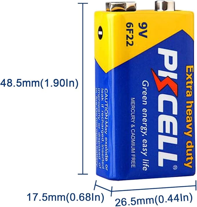 PKCELL 9V Batteries, 100 Pack 9 Volt Batteries Carbon Zinc, 9V Battery