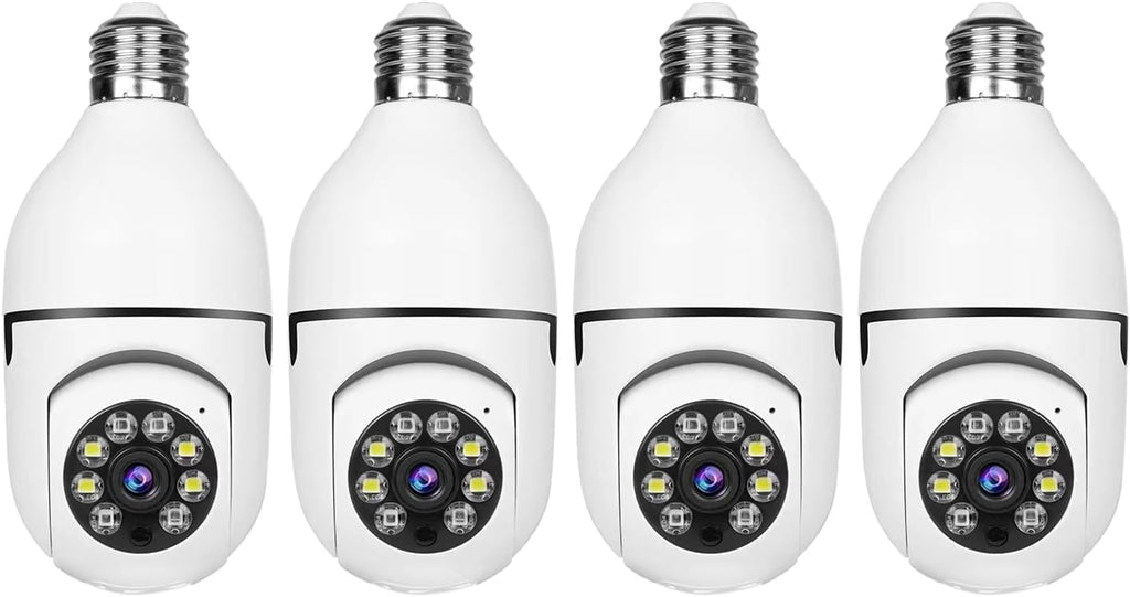 Light Bulb Security Camera -5G& 2.4GHz WiFi 2K Security Cameras Wireless Outdoor Motion Detection and Alarm,Two-Way Talk,Color Night Vision,Human Detection, Bulb Camera Compatible with Alexa 4Pack