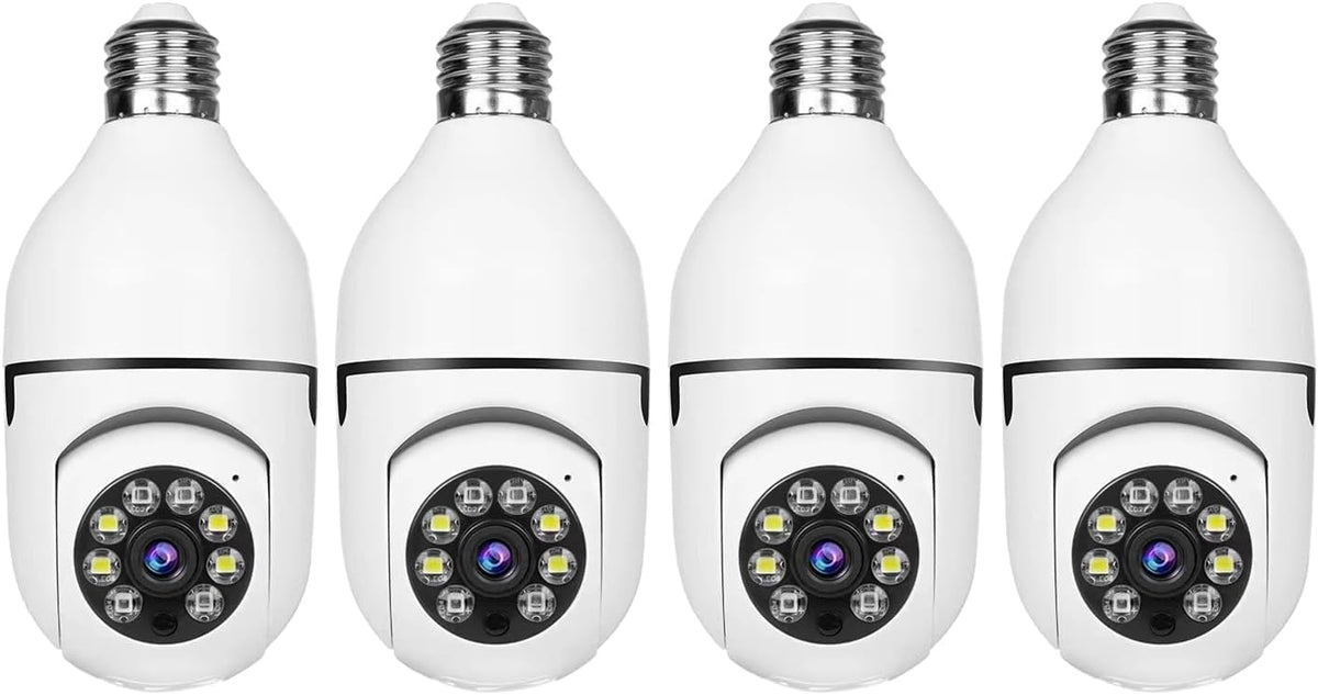 Light Bulb Security Camera -5G& 2.4GHz WiFi 2K Security Cameras Wireless Outdoor Motion Detection and Alarm,Two-Way Talk,Color Night Vision,Human Detection, Bulb Camera Compatible with Alexa 4Pack