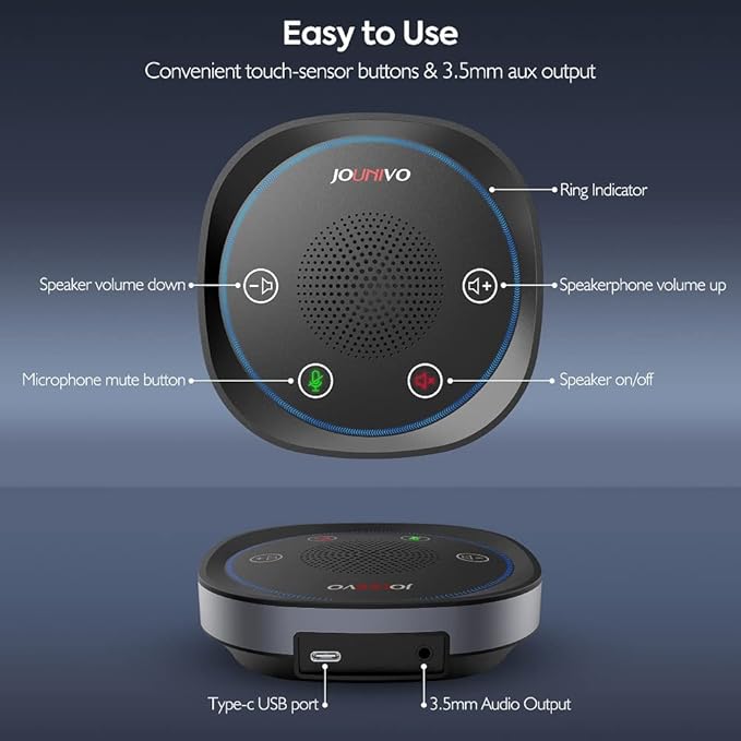 JOUNIVO USB Speakerphone, Omnidirectional Computer Speaker