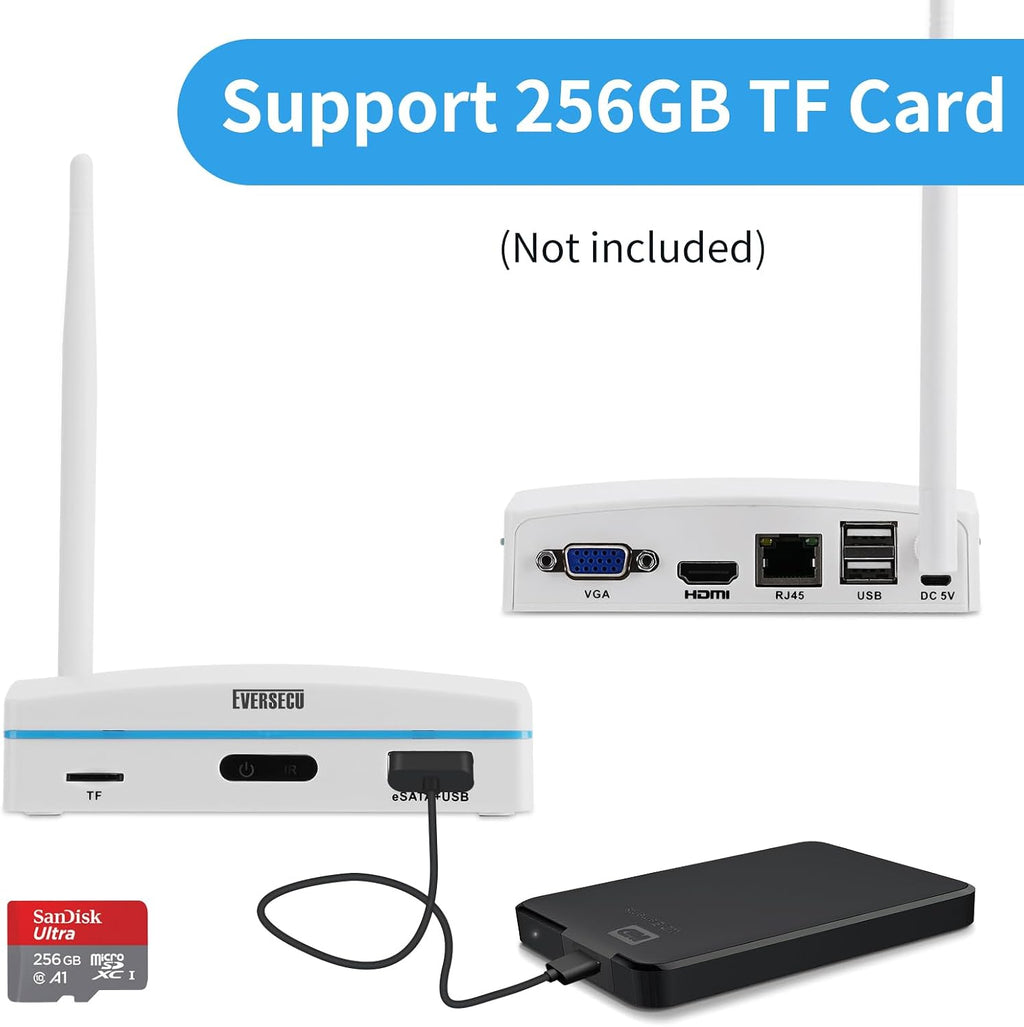 expandable 8ch mini nvr & security cameras system-2pcs on a desk or shelf