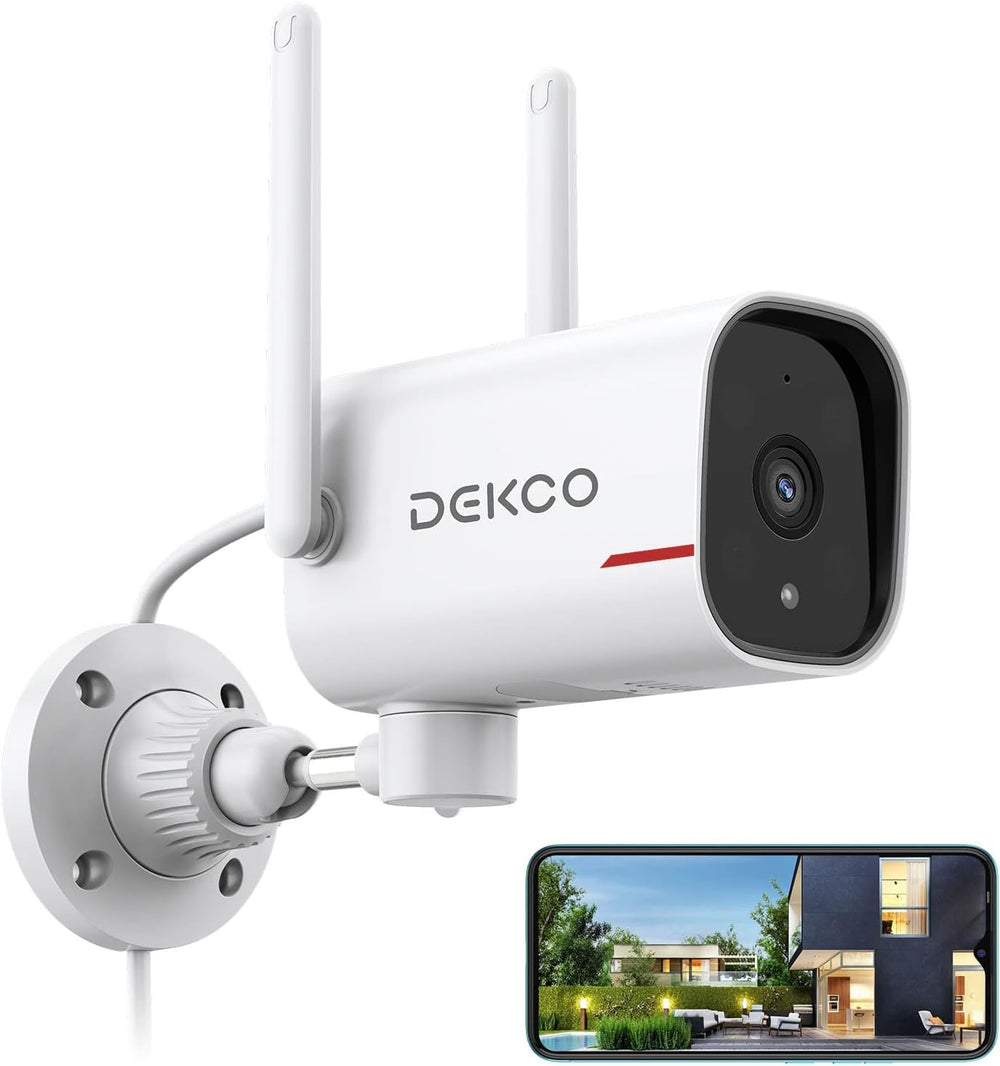 DEKCO 2K Outdoor Security Cameras, Wired WiFi