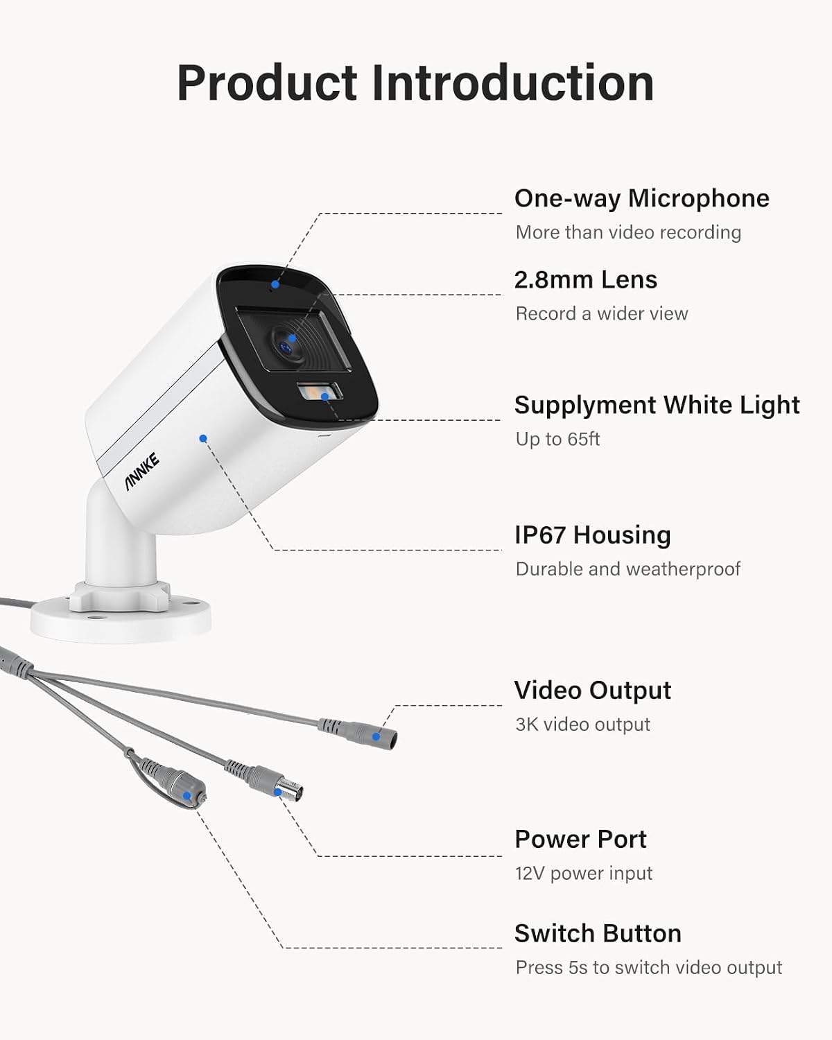 ANNKE 3K Add-On Security Camera Outdoor, Full Color Night Vision, White