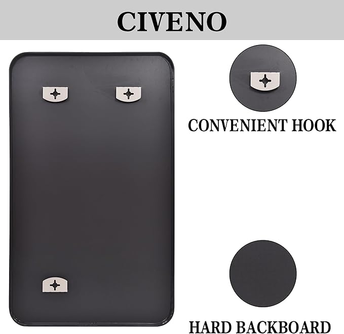 Bathroom Mirror, Metal Frame Rounded Corner Vanity Mirror, Large Wall Mounted