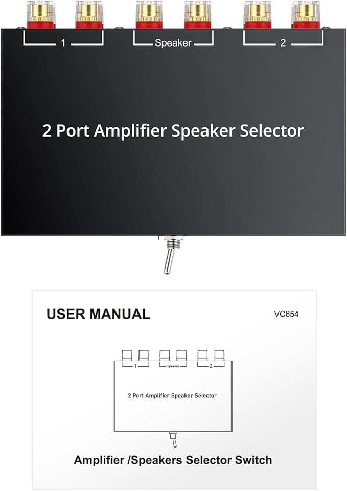 PROZOR 2-in-1-Out Amp Amplifier Speaker Switcher Selector, 2-Way Speaker