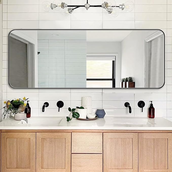 ANDY STAR 18" x 48" Full Length Wall Mirror, Large Black Mirror