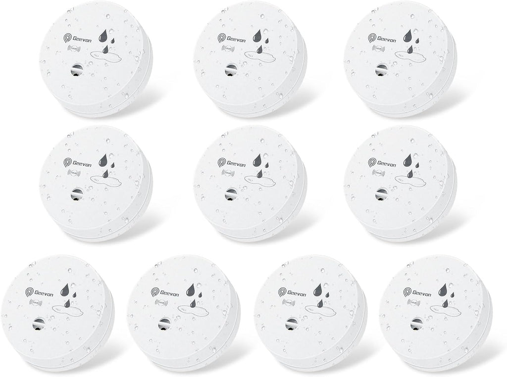 Geevon 10 Pack Water Leak Detectors, 100dB Water Sensor Alarms Flood Detector
