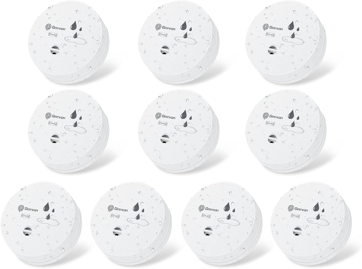Geevon 10 Pack Water Leak Detectors, 100dB Water Sensor Alarms Flood Detector