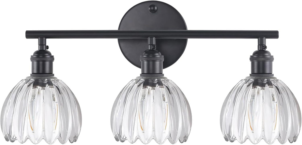 Shenmoyl Bathroom Light Fixtures, 3-Light Black Vanity Wall Light Over Mirror