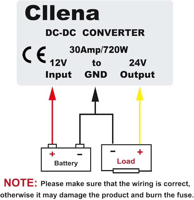 Cllena Waterproof DC/DC 12V to 24V Boost Converter 30A 720W Step Up Voltage