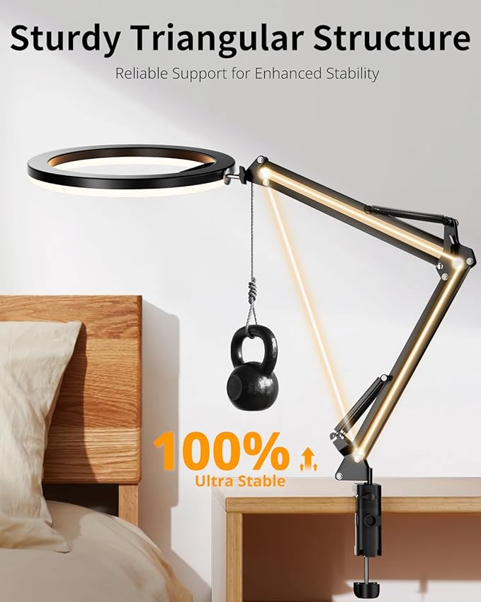 UBeesize 12’’ Ring Light with Overhead Phone Mount, LED Selfie Light with Stand