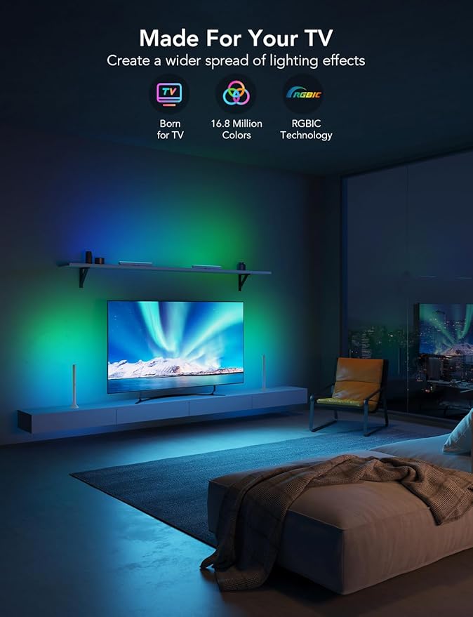 Govee RGBIC Light Bars, 15 Inches WiFi TV Backlight Suitable