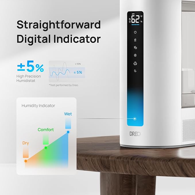 DREO 6L Humidifiers for Bedroom, Smart Warm & Cool Mist for Large Room