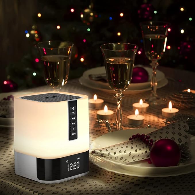 Hetyre Night Light Bluetooth Speaker, 5 in 1 Touch Control Bedside Lamp