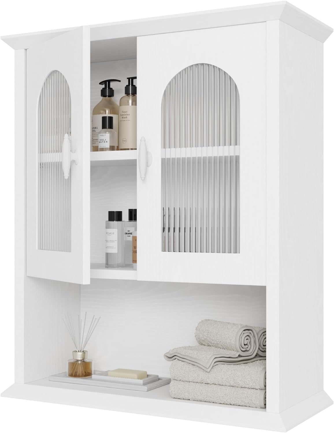 CJL Bathroom Wall Cabinet with Fluted Door, 18.9'' x 23.6'' Medicine Cabinet