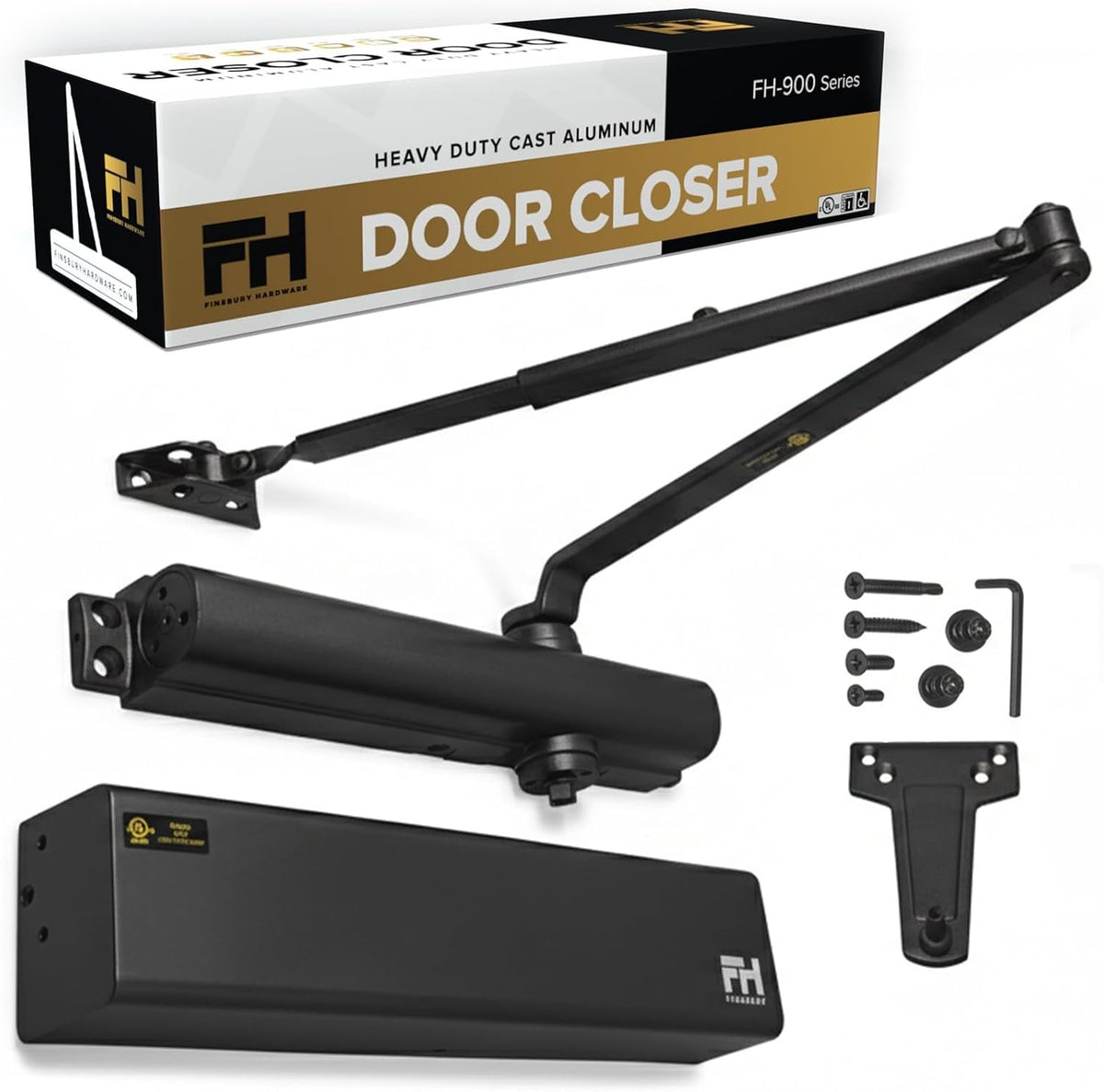 Finsbury Commercial Black Door Closer Automatic Heavy Duty High Traffic
