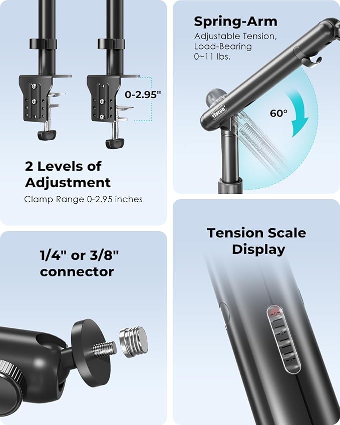 Viozon Overhead Camera Mount, Overhead Phone Stand, Flexible Aluminum Alloy