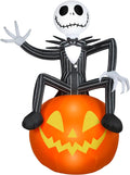 Gemmy Halloween Inflatable Jack Skellington on O' Lantern, 9.5 ft Tall, Multi