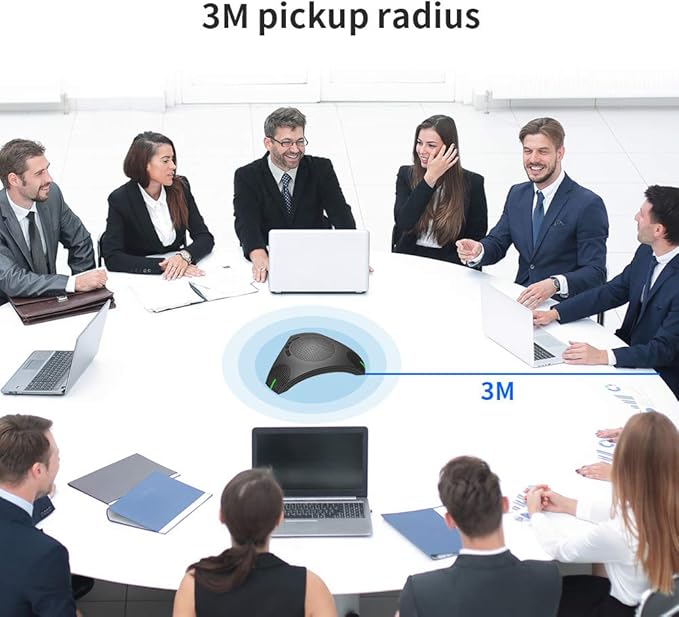 Conference Speaker and Microphone, 360° Omnidirectional USB Speakerphone
