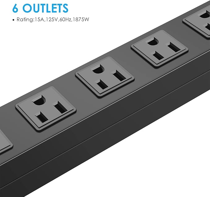 2Pack Metal Wall Mount Power Strip, Mountable Power Outlet