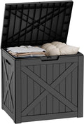 Deck Box Large Outdoor Storage for Patio Furniture, Outdoor Cushions, Garden Tools and Pool Supplies, Waterproof, Resin, Lockable (Black, 32 Gallon)