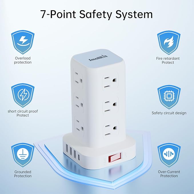 PD20W Power Strip Tower Surge Protector Power Strip