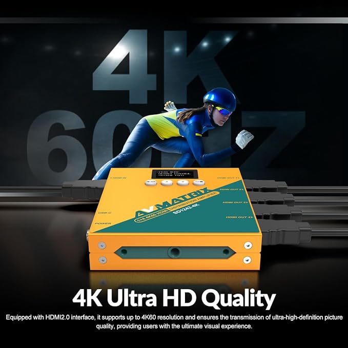 AVMATRIX SD1242-4K 1 in 4 Out Distribution HDMI Signal Splitter Converter