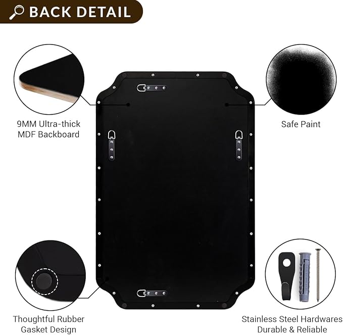 ANDY STAR Black Bathroom Mirror, 22x30 Inch Asymmetrical Mirror, Irregular Wall