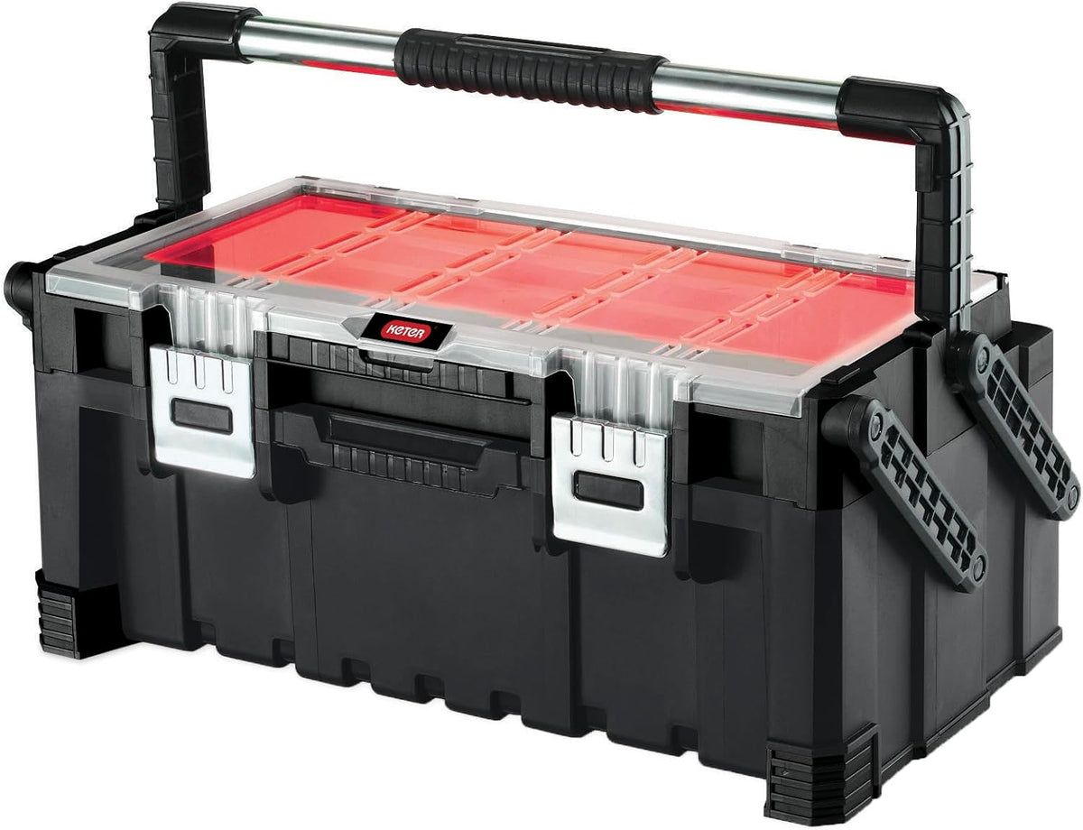 Keter 17187311 Tool Box Including Assorted Master Pro Series Cantilever Tool Box 22 Inches Plastic Red