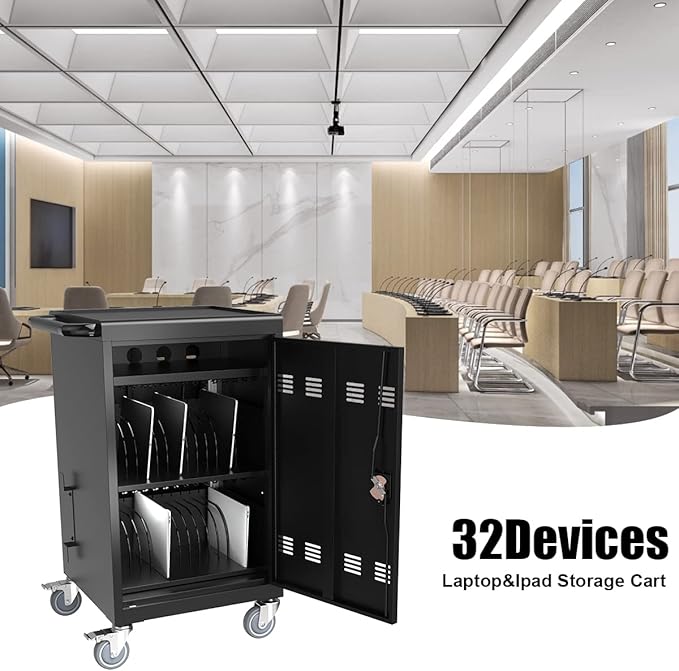 TIOPLY Laptop Charging Cart, 32 Device Tablet Storage Carts