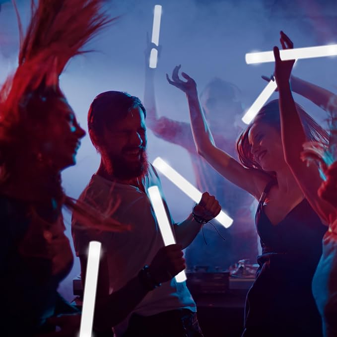 Glow Foam Sticks Bulk, 24 Pcs White Giant LED Light Up Sticks 3 Modes Flashing Glowing Baton Wands Party Supplies for Wedding, Raves,Concert,Birthday,Christmas, Halloween,Sporting Events