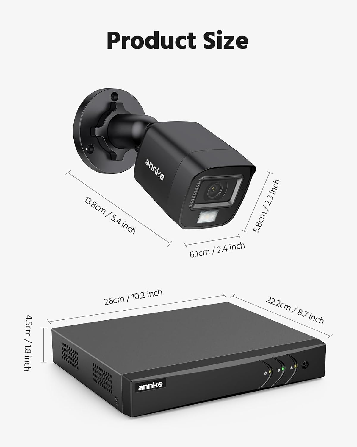 annke 8ch h.265+ 3k lite wired security camera on a desk or shelf