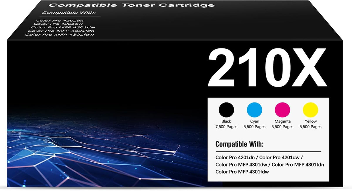 210X High-Yield Toner Cartridge 4 Pack Compatible Replacement