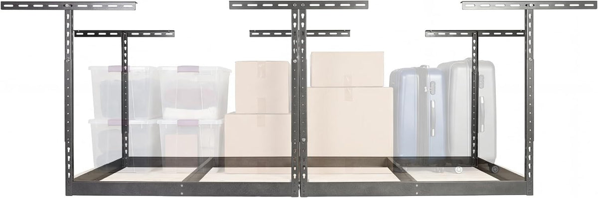 MonsterRax 4x8 Overhead Storage Rack Frame Kit, Hammertone, 24”-45” Height