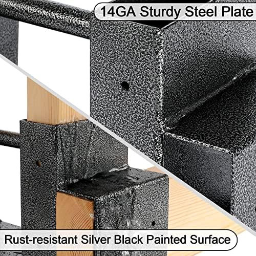 MOFEEZ Outdoor Firewood Log Storage Rack 2x4 Bracket Kit, Fireplace Wood Storage Holder, Adjustable to Any Length - Silver Black, Two Bases