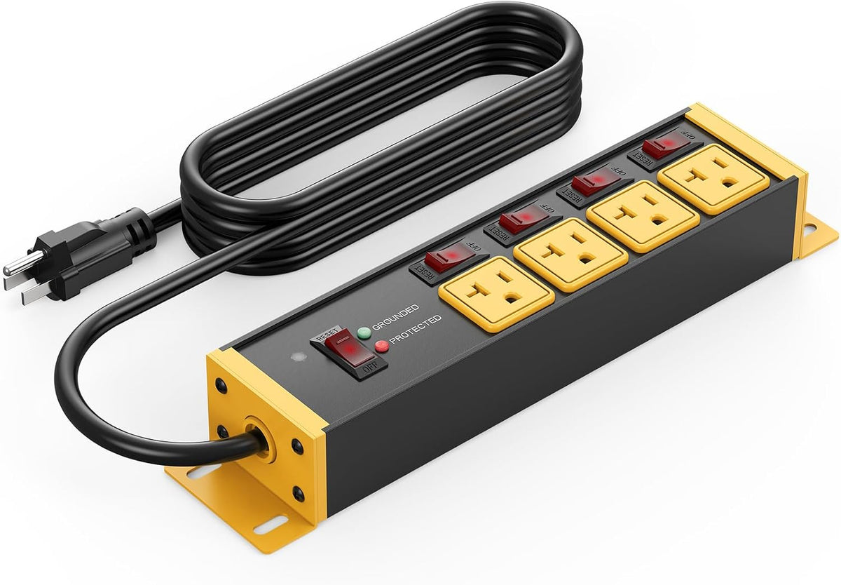 CCCEI Heavy Duty Surge Protector Power Strip 20 Amp Individual Switches. 4FT 12